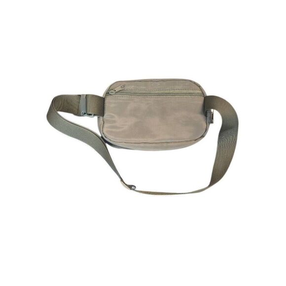 Fanny Pack Khaki Green Nylon w Gold Zipper 8x5"l" Adjustable Belt - Picture 6 of 8
